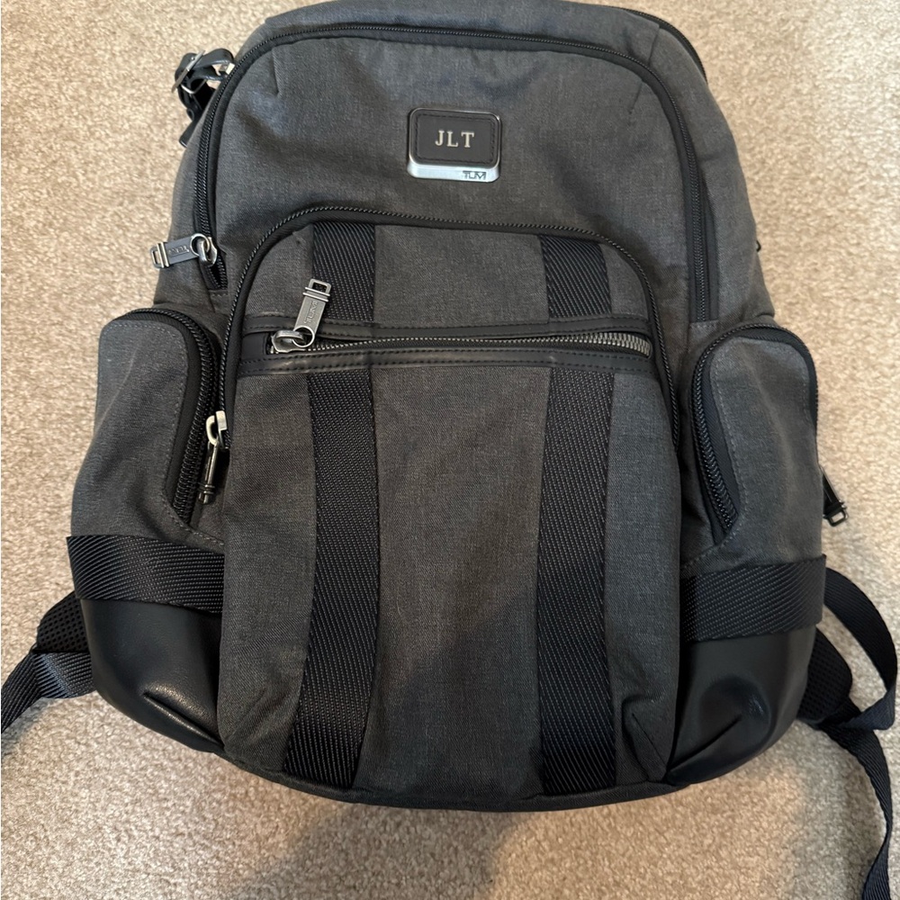 Gray and Black Men's TUMI Backpack
